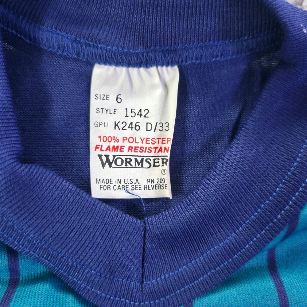 Vintage Wormser Kids Size 6 All Around Team Player Baseball Pajama Top USA Made